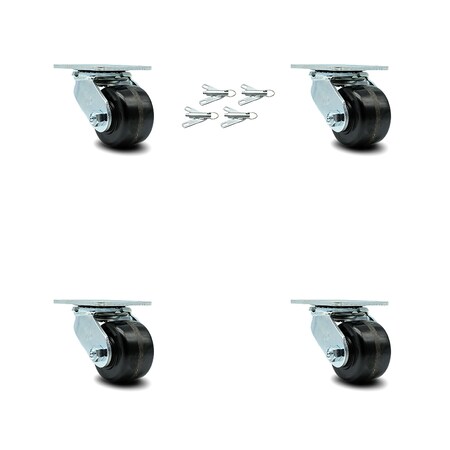 Service Caster 3.25 Inch Phenolic Swivel Caster Set with Ball Bearing and Swivel Lock SCC SCC-30CS3420-PHB-BSL-4